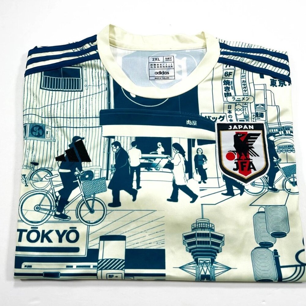 Adidas Japan JFA Tokyo Graphic Jersey 2XL Soccer Shirt 2023 Cityscape Slim Fit